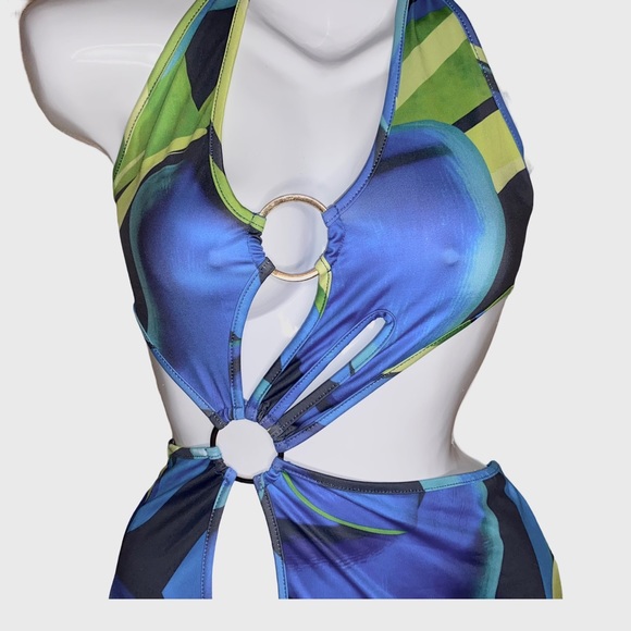 ✨SOLD✨ 🎉3 for $15🎉 HoneyBum Blue Cutout Dress - Picture 3 of 6